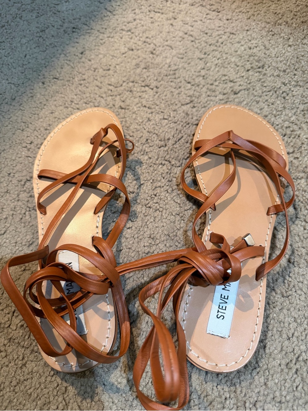 Steve Madden Brown Lace-Up Leather Gladiator Sandals